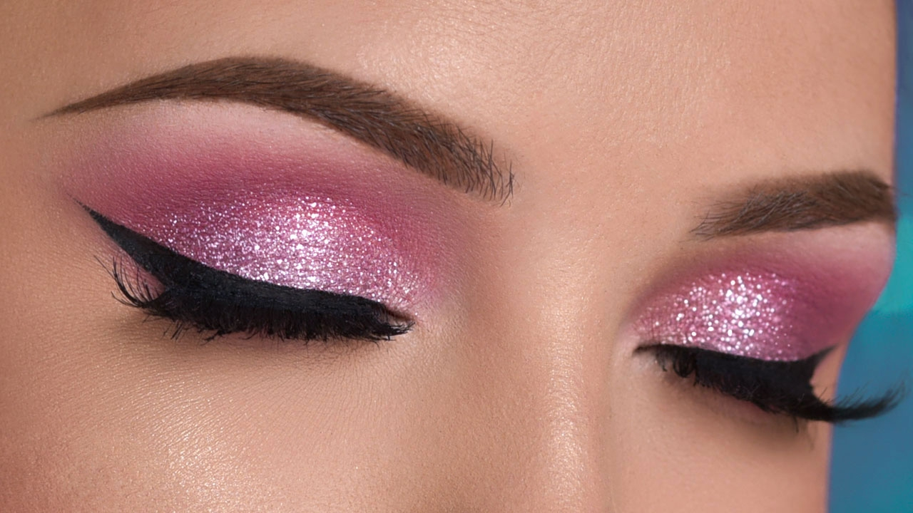 Eye With Makeup Pink Glitter Smokey Eye Makeup Tutorial Youtube