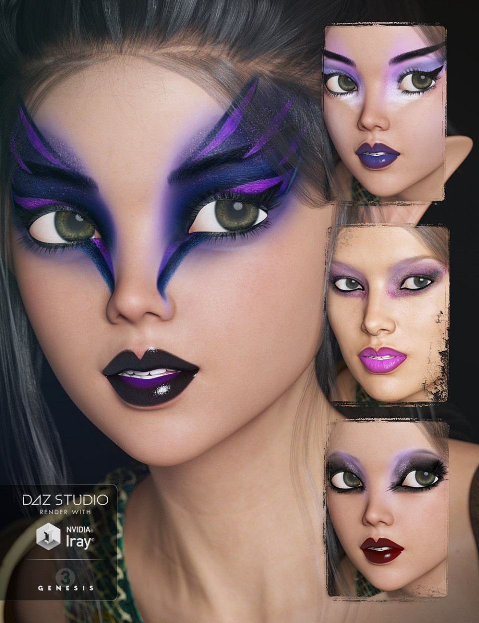 Fantasy Eye Makeup Dark Fantasy Makeup For Genesis 3 Female Topgfx Daz3d