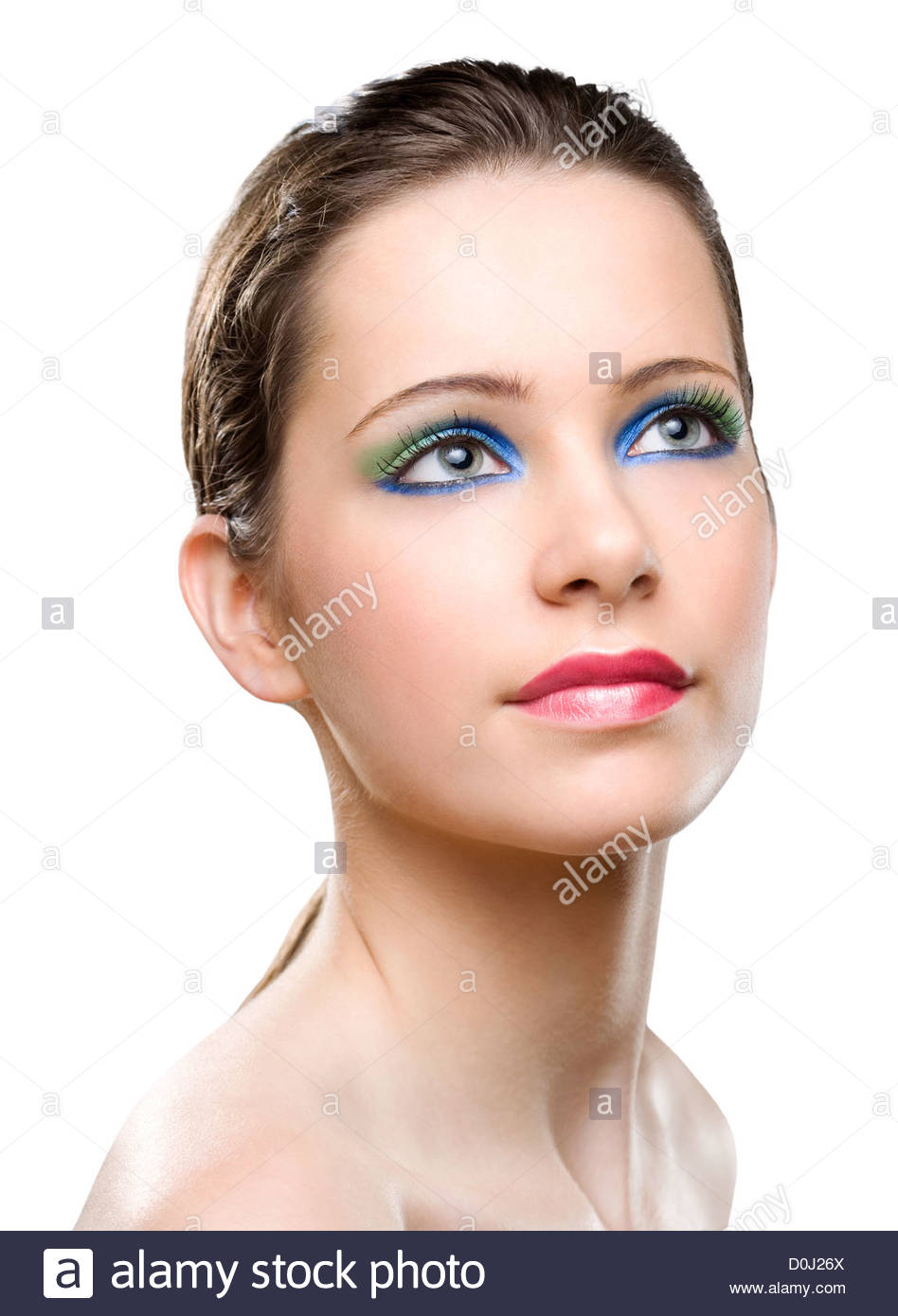 Feminine Eye Makeup Portrait Of Feminine Beauty In Very Colorful Creative Makeup Stock