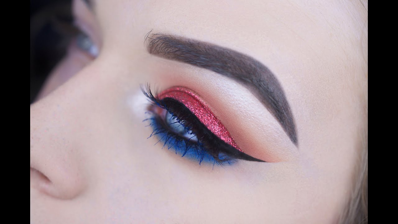 Fourth Of July Eye Makeup Fourth Of July Glitter Eye Makeup Tutorial Youtube
