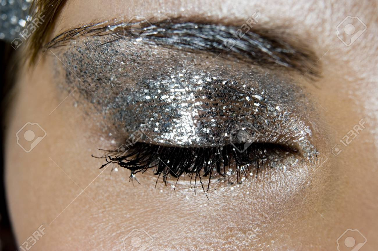 Glitter Eye Makeup Glittery Silver Eye Makeup Stock Photo Picture And Royalty Free