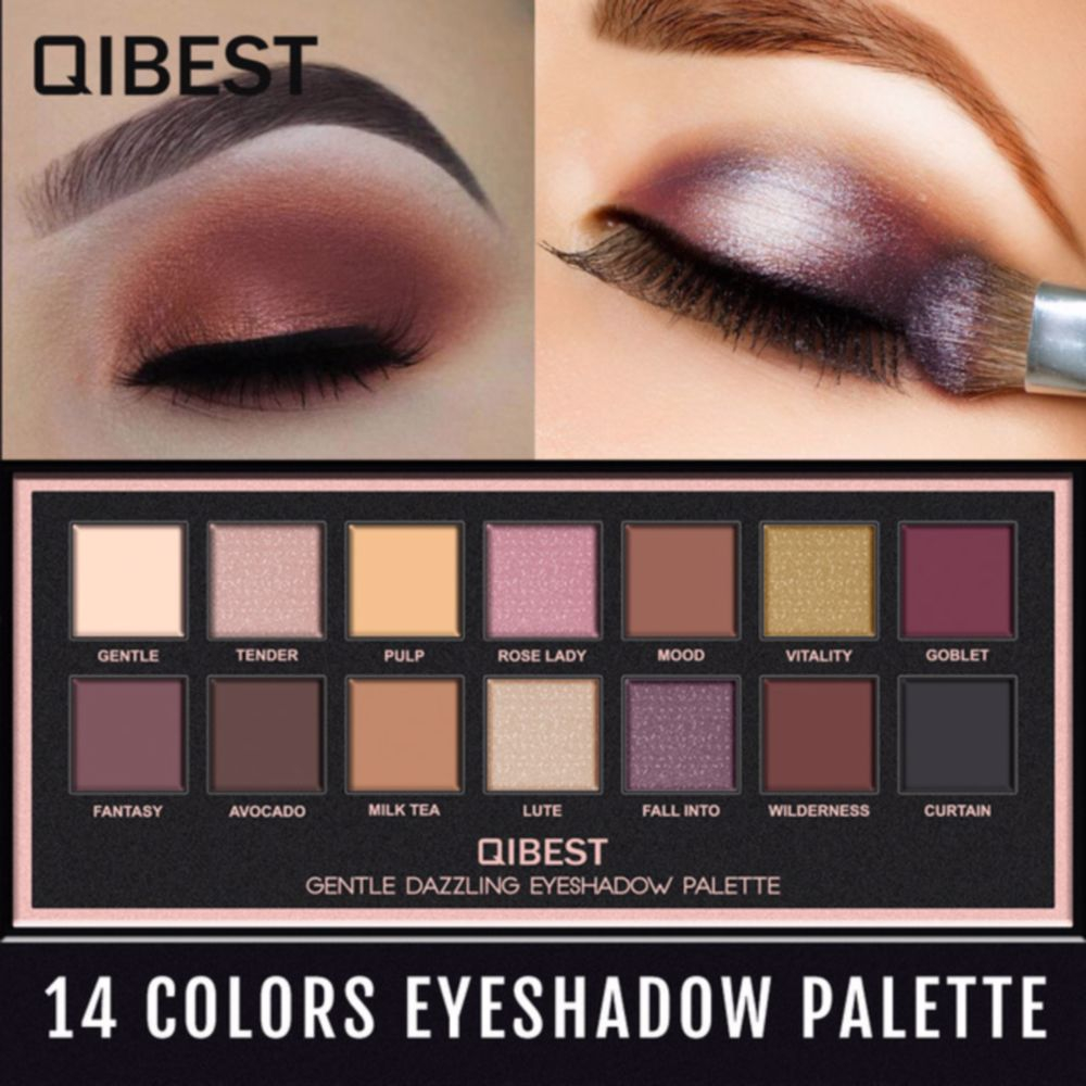 Glitter Eye Makeup Qibest E18020 14 Color Waterproof Sexy Color Glitter Eye Shadow