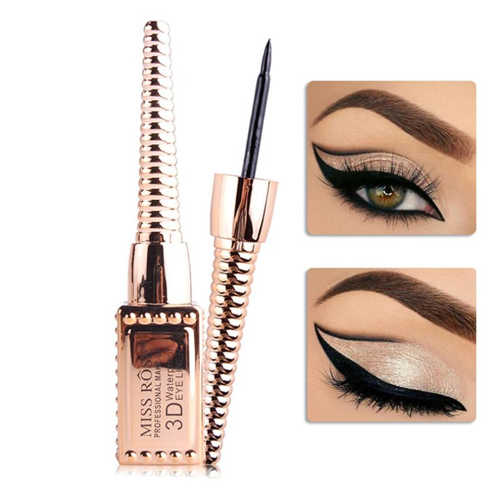 Gold And Black Eye Makeup 2018 Miss Rose Tube Gold Plated Liquid Eyeliner Black Eye Makeup