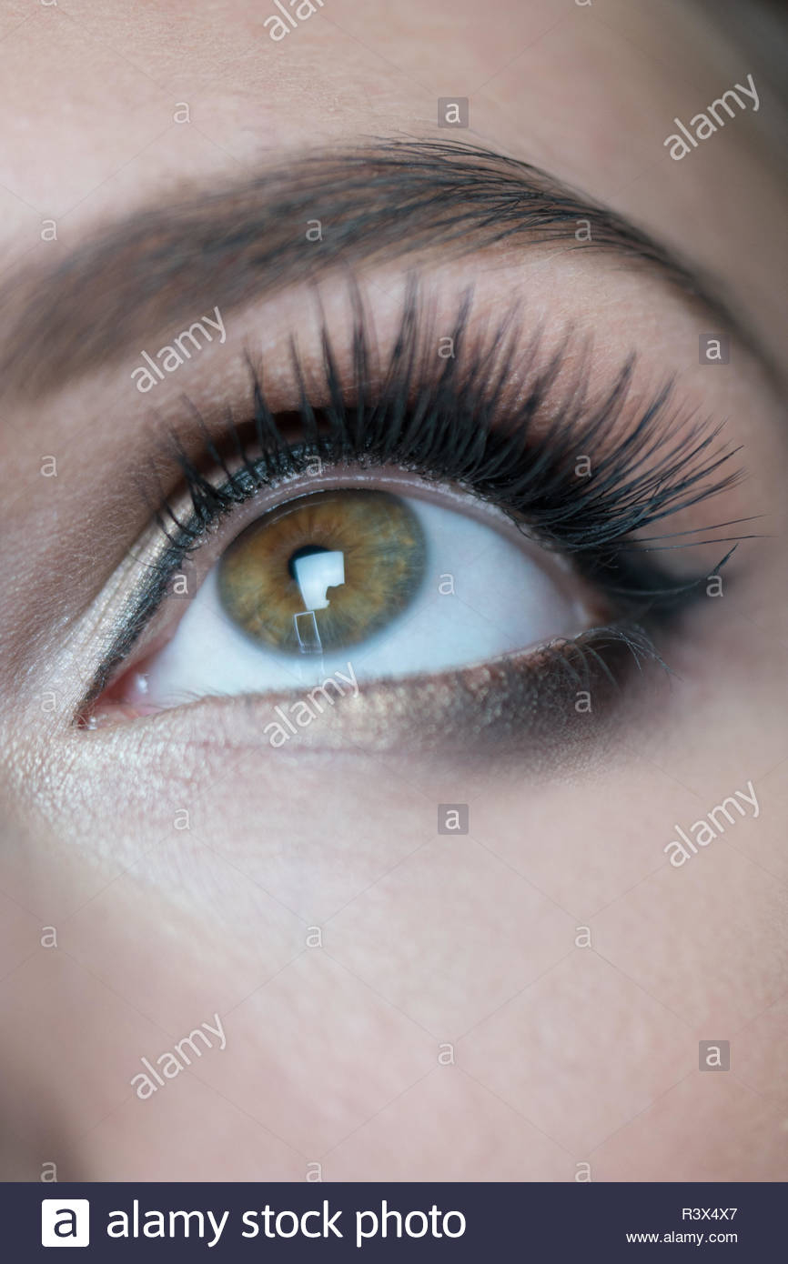 Gold And Black Eye Makeup Detail Of Woman Wearing Black And Gold Eye Makeup Stock Photo