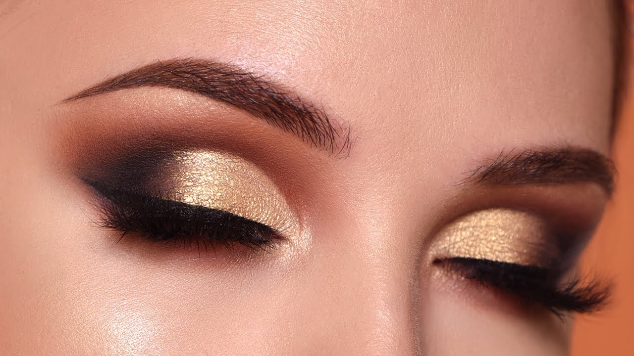 Gold And Black Eye Makeup Glam Gold Smokey Eye Makeup Tutorial Morphe 35o2 Palette Youtube