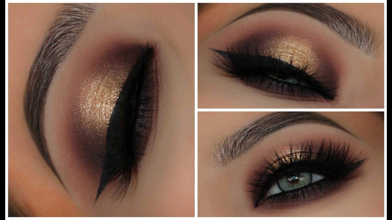 Gold And Black Eye Makeup Gold Black Halo Smokey Eyes Amys Makeup Box Youtube