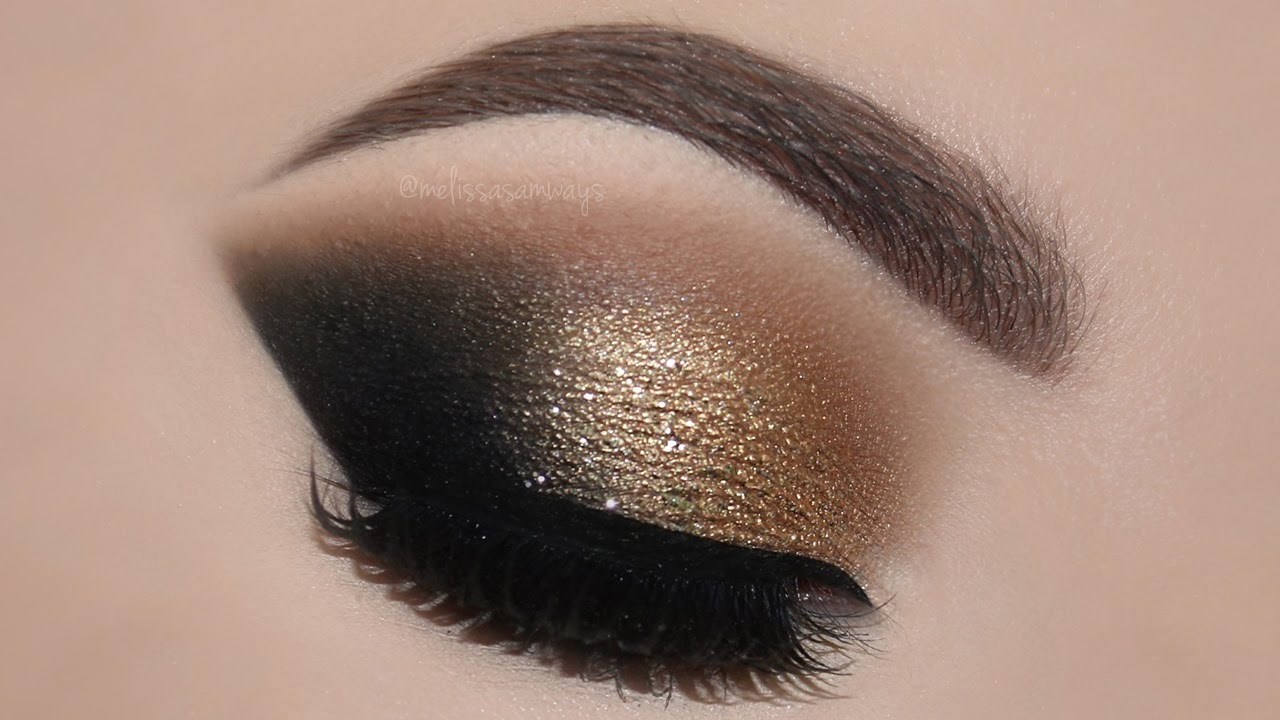Gold And Black Eye Makeup Gold Glam Cat Smokey Eyes Perfect Skin Makeup Tutorial