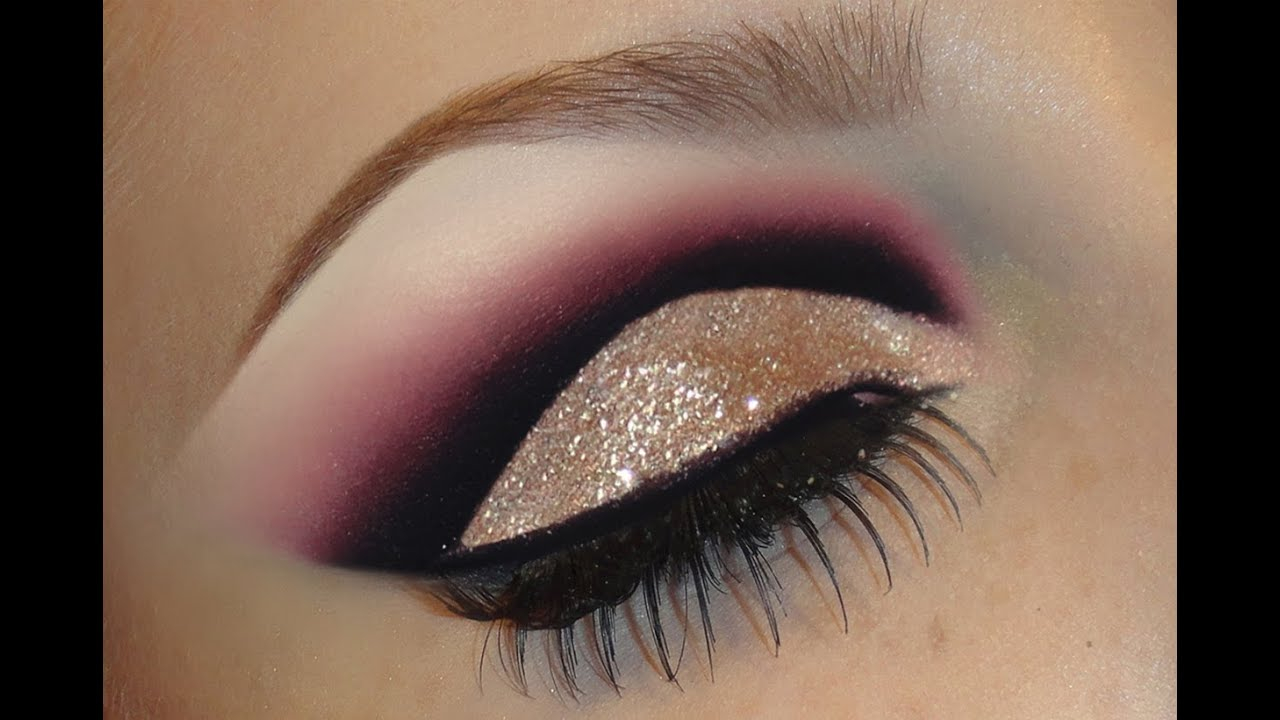 Gold And Black Eye Makeup Gold Glitter Dramatic Cut Crease Makeup Tutorial Black With Pink