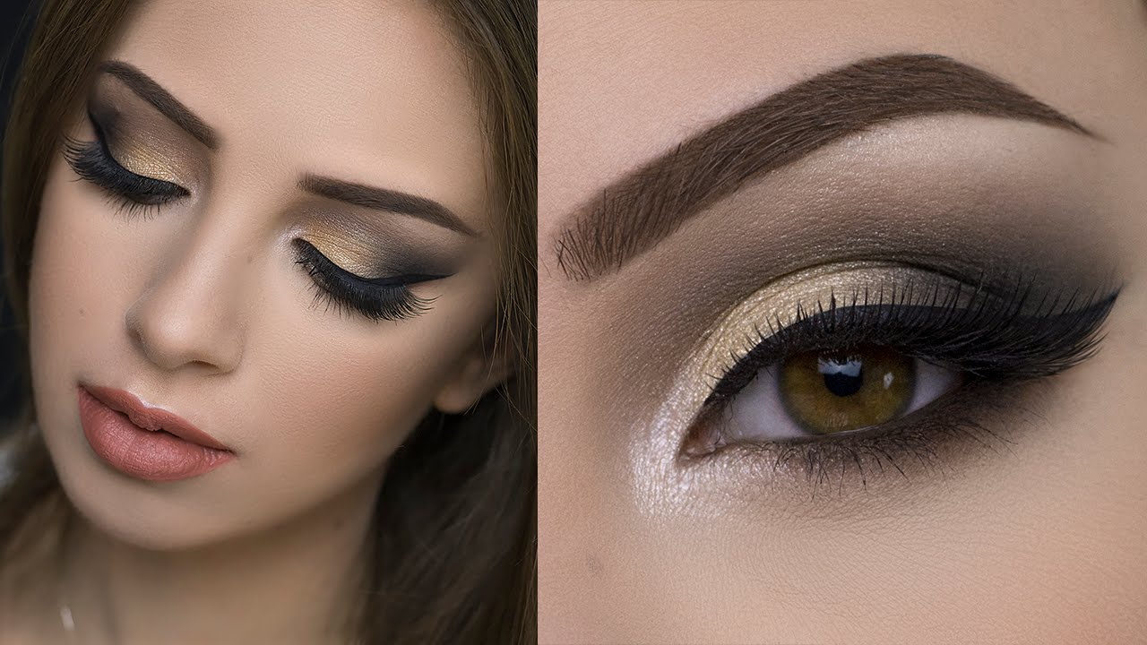 Gold And Black Eye Makeup Soft Gold Smokey Eye Tutorial Youtube