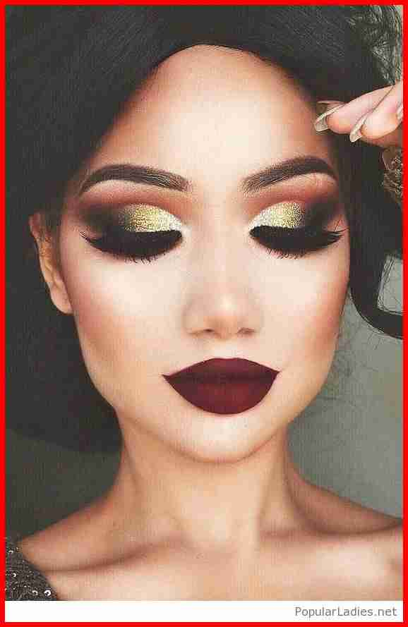Gold And Maroon Eye Makeup Gold Eye Makeup And Burgundy Matte Lips Cosmetics Makeup
