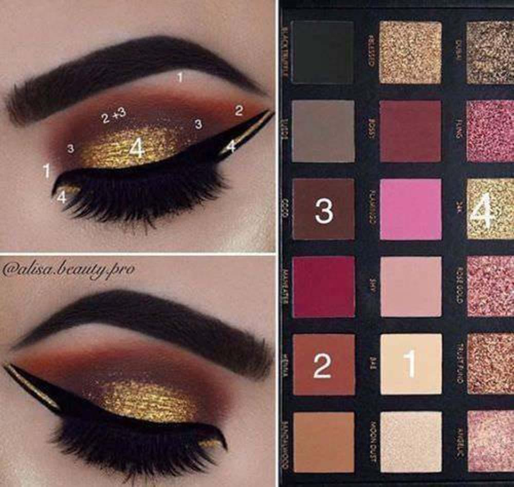 Gold Glitter Eye Makeup 18 Color Eye Shadow Palette Matte Glitter Makeup Shimmer Eyeshadow