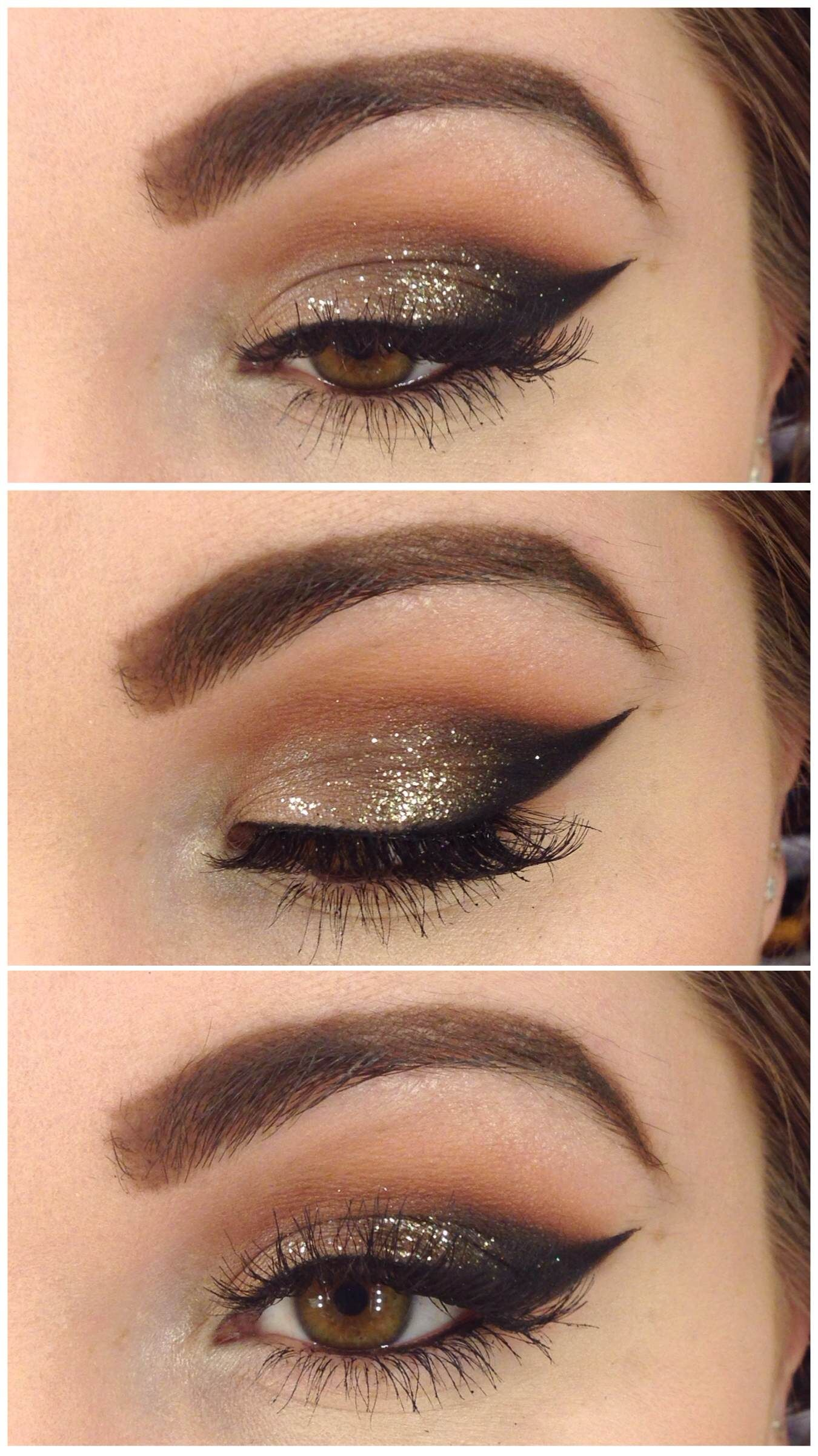 Gold Glitter Eye Makeup Bold Wing Makeup Geek Utopia Makeup Maquillaje Maquillaje