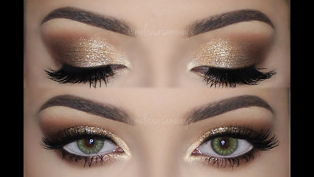 Gold Glitter Eye Makeup Soft Smokey Eyes Gold Glitter Make Up Tutorial Melissa