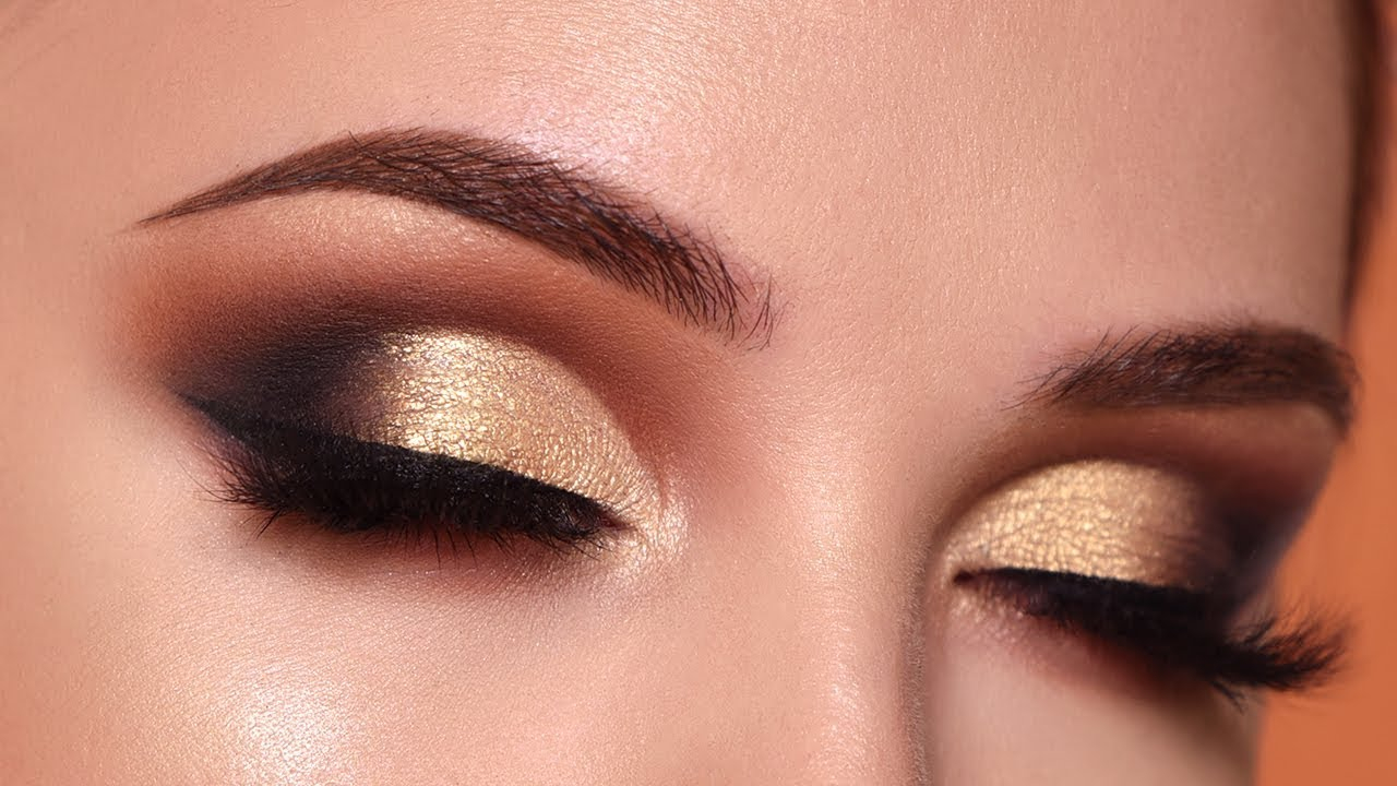 Gold Makeup Brown Eyes Glam Gold Smokey Eye Makeup Tutorial Morphe 35o2 Palette Youtube