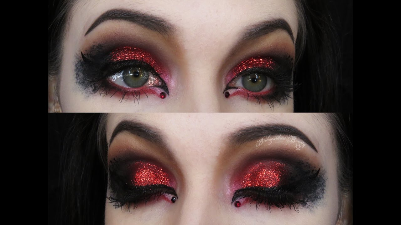 Gothic Eye Makeup Bloodwine Gothic Red Glitter Makeup Tutorial Youtube