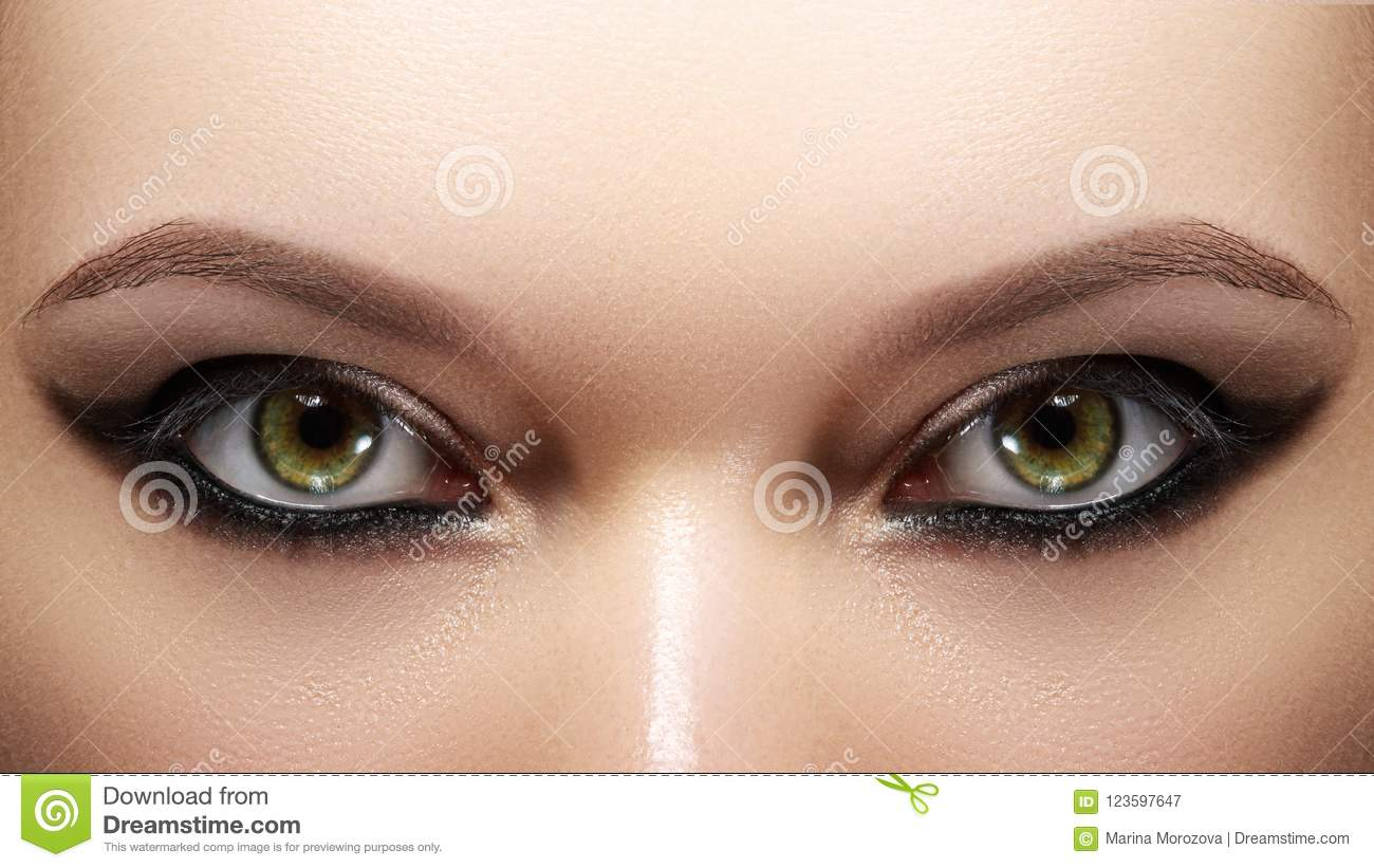 Great Eye Makeup Closeup Female Eyes With Bright Make Up Great Shapes Brows Extreme