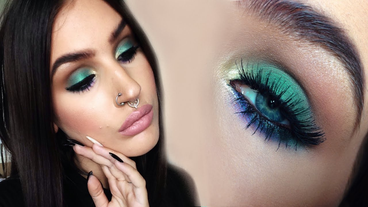 Green And Gold Eye Makeup Soft Colorful Smokey Eyes Green Gold And Purple Makeup Tutorial