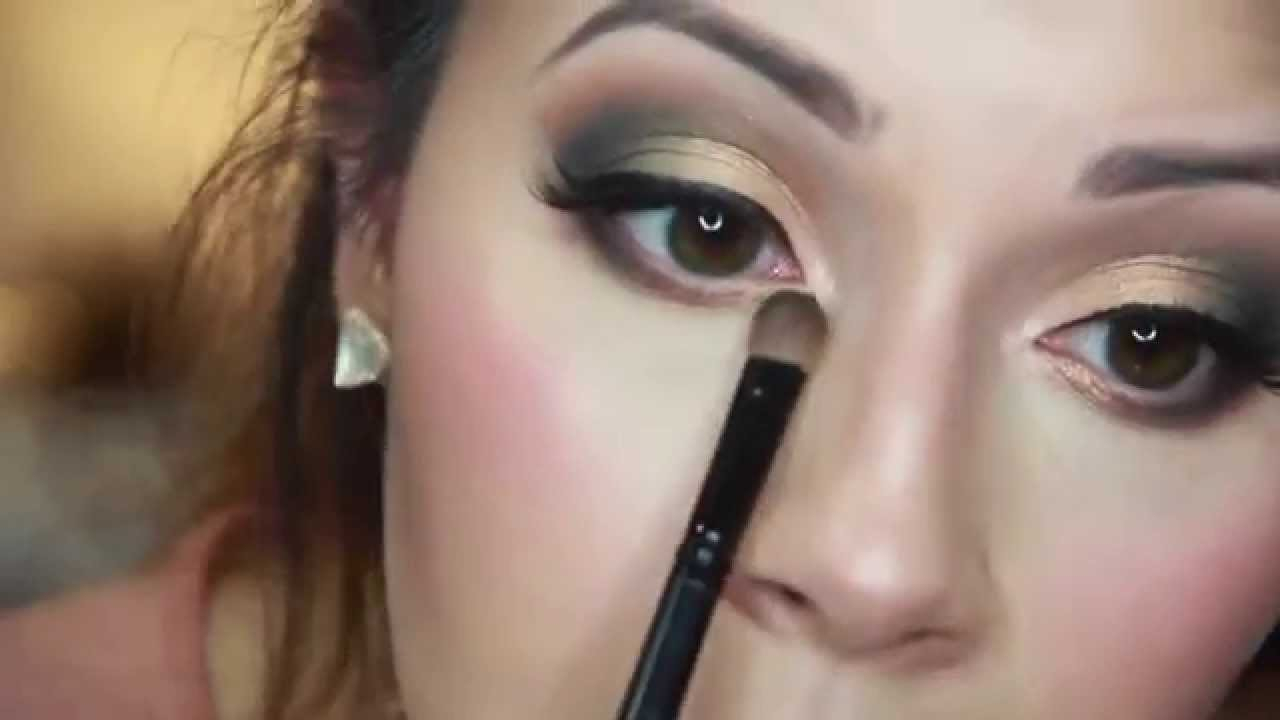 Green Makeup Brown Eyes Green Gold Smokey Eye Makeup Tutorial Youtube