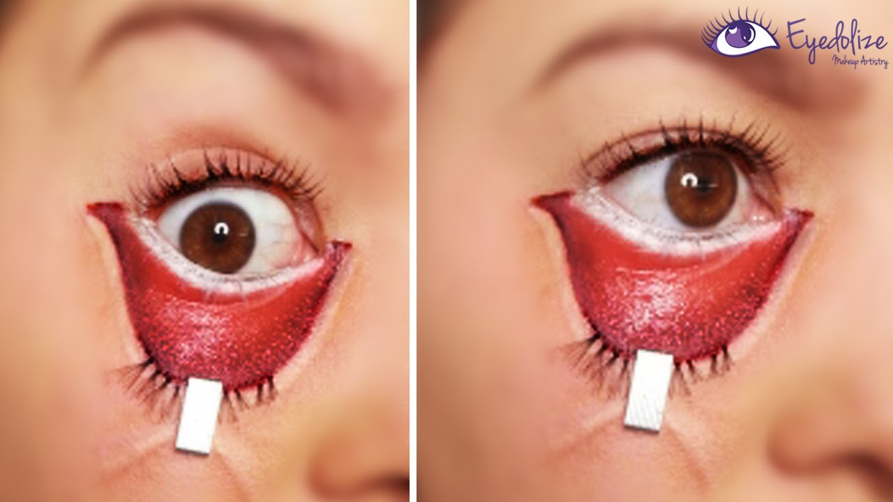 Halloween Eye Makeup Stapled Eye Halloween Makeup Tutorial Eyedolizemakeup Youtube