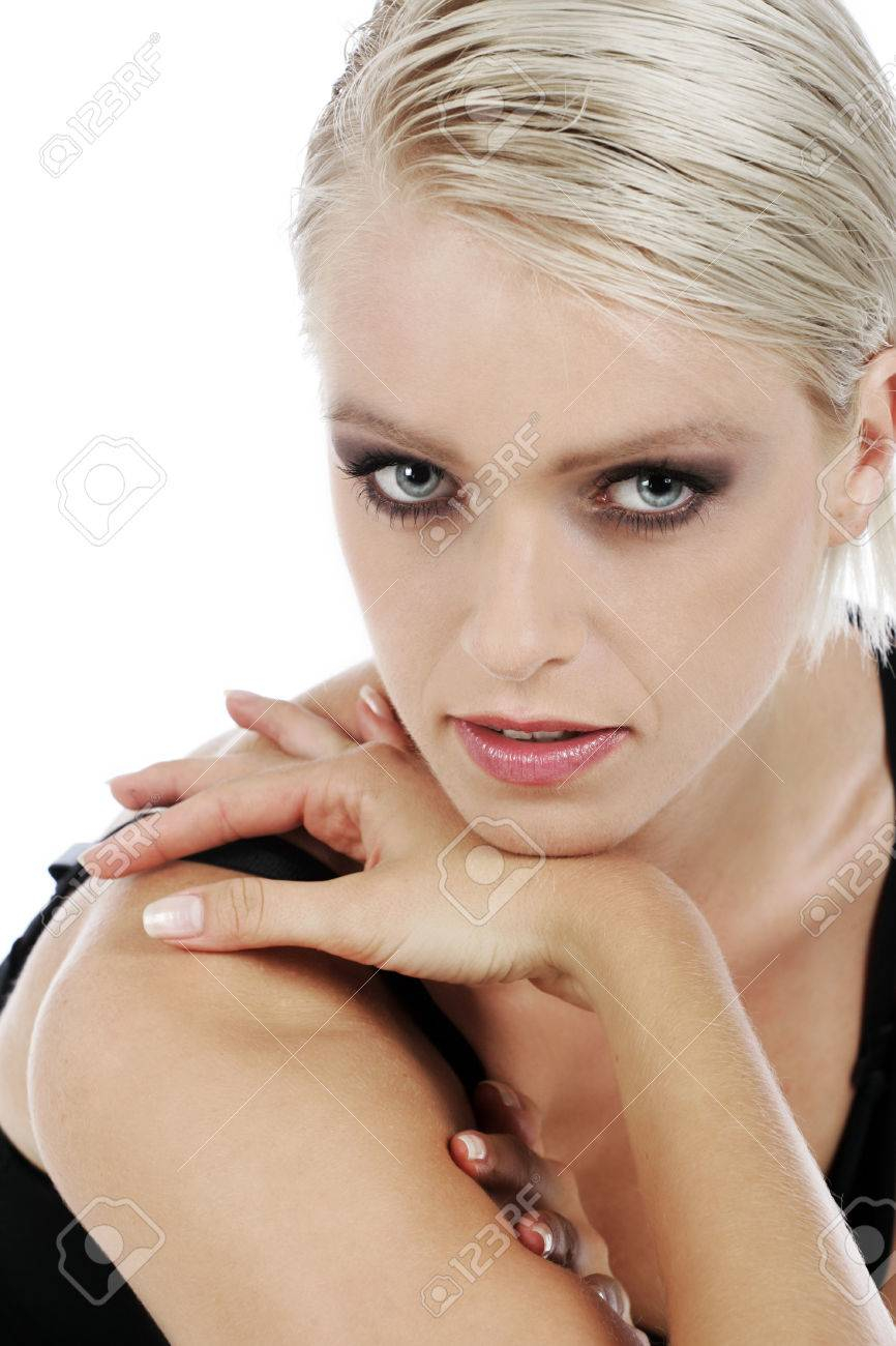 Heavy Eye Makeup Beautiful Sensual Blond Woman Wearing Heavy Eye Makeup Resting