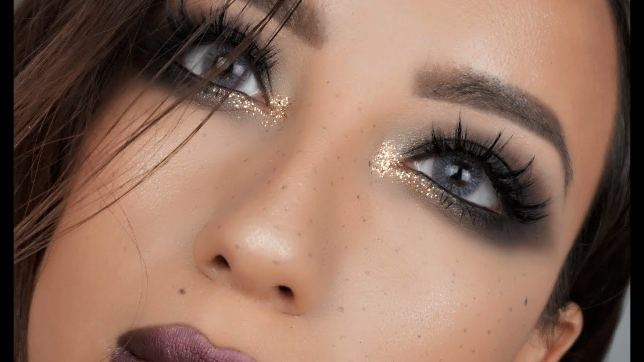 Heavy Eye Makeup Heavy Glam Black And Gold Smokey Eye Tutorial Youtube