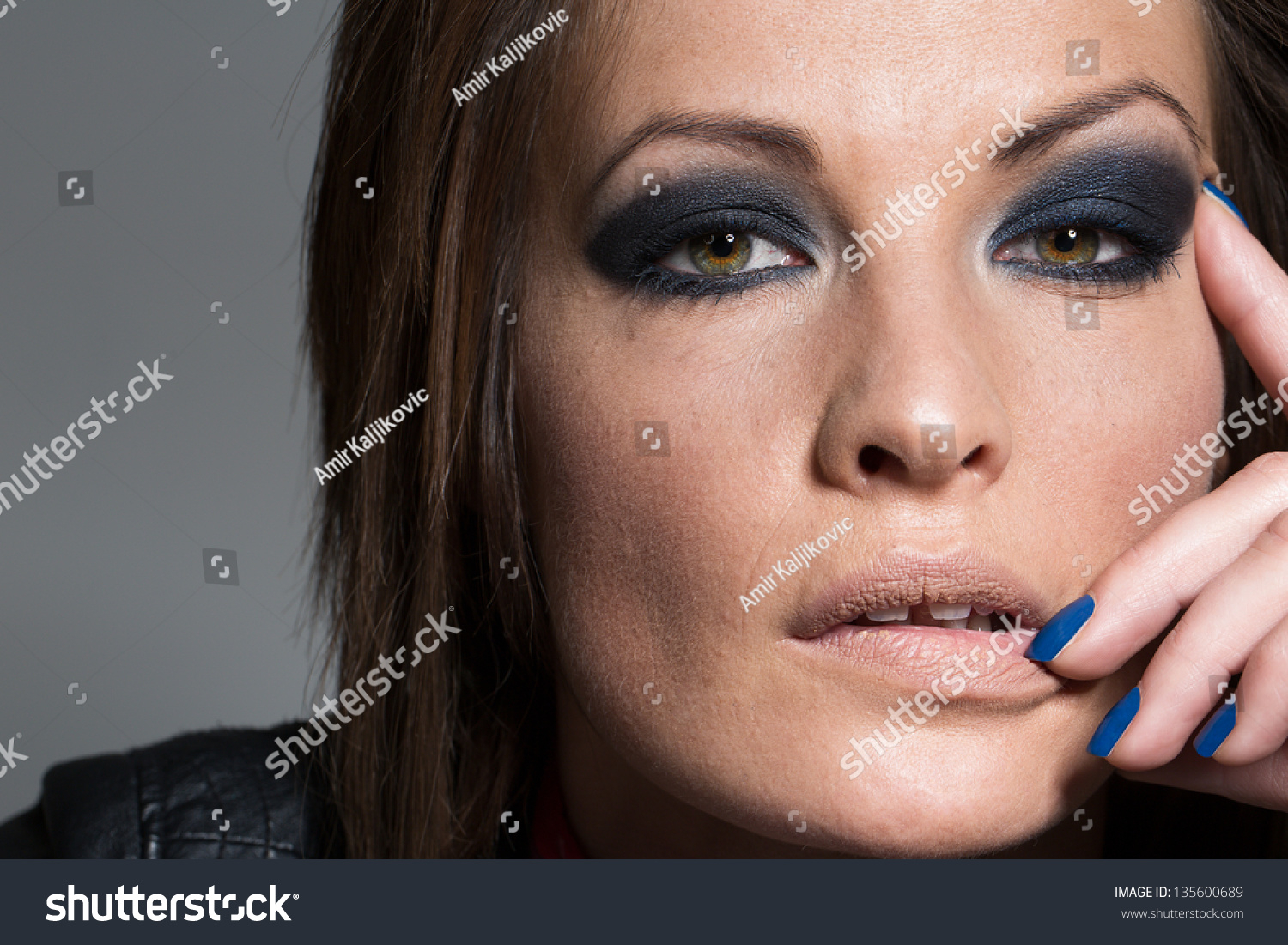 Heavy Eye Makeup Woman Wearing Heavy Eye Makeup Stock Photo Edit Now 135600689