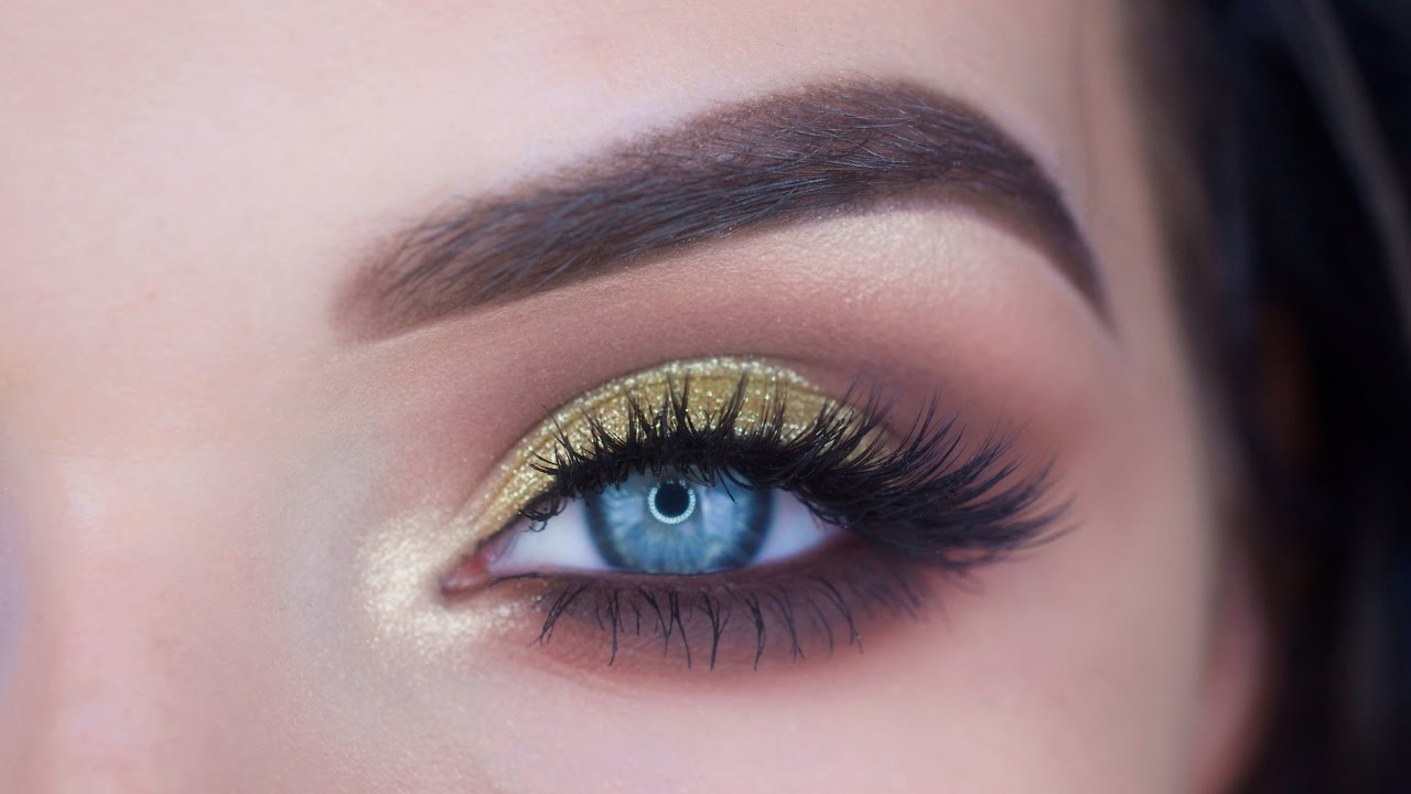 Holiday Eye Makeup Gold Glitter Holiday Eye Makeup Tutorial Youtube