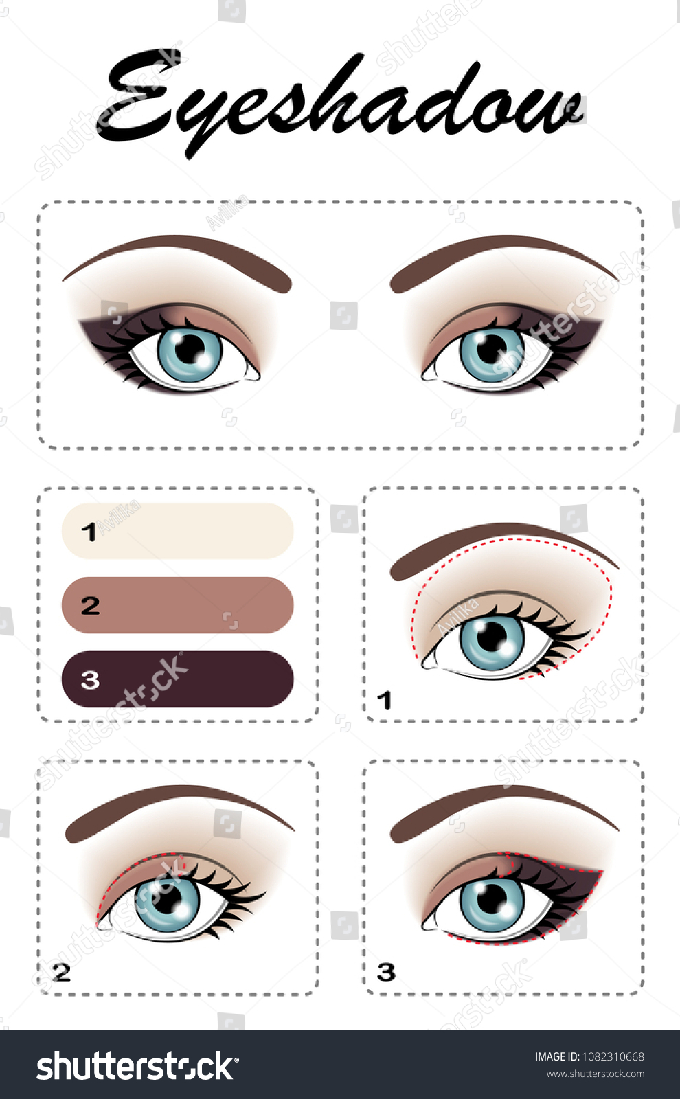 Light Eye Makeup Eye Makeup Step Step Eye Stock Vector Royalty Free 1082310668