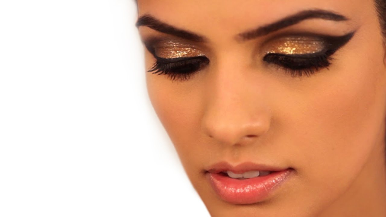 Makeup Cat Eyes Makeup How To Metallic Gold Cat Eye Makeup Glamrs Youtube