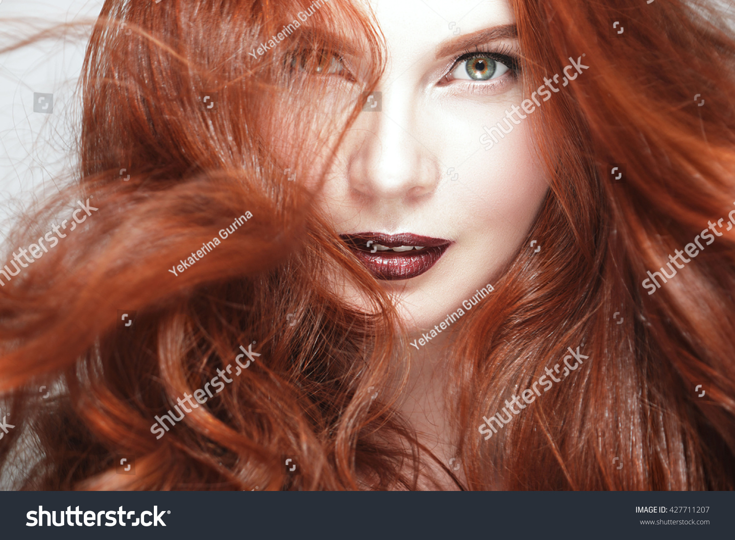 Makeup For Blue Eyes Red Hair Portrait Girl Red Hair Blue Eyes Stock Photo Edit Now 427711207