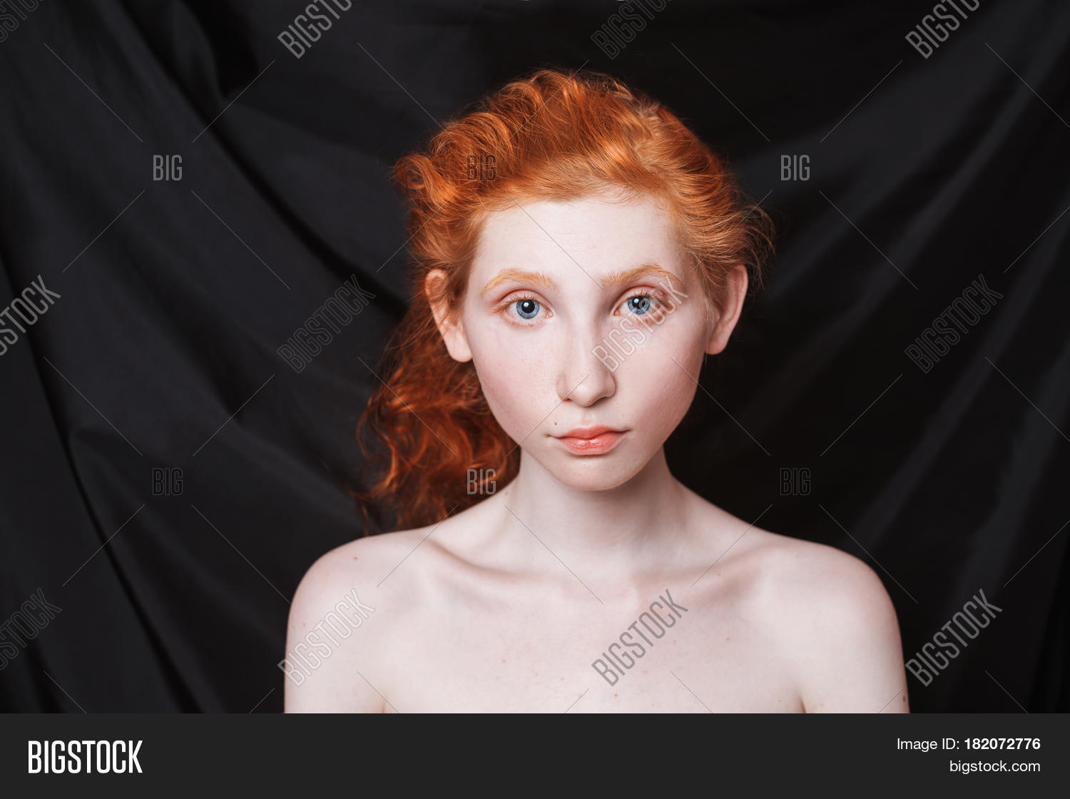 Makeup For Blue Eyes Red Hair Woman Long Curly Red Image Photo Free Trial Bigstock