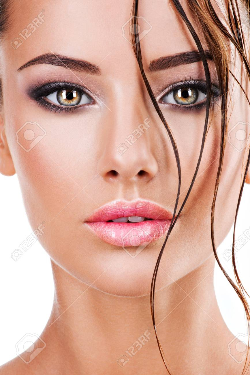 Makeup For Dark Brown Eyes Closeup Face Of Beautiful Woman With Dark Brown Eye Makeup Macro