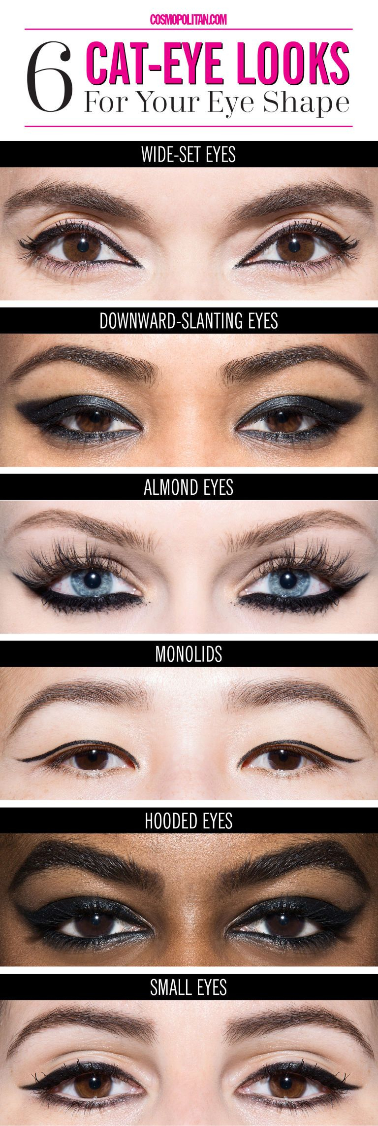 Makeup For Different Eye Shapes 6 Ways To Get The Perfect Cat Eye For Your Eye Shape Cosmo Beauty