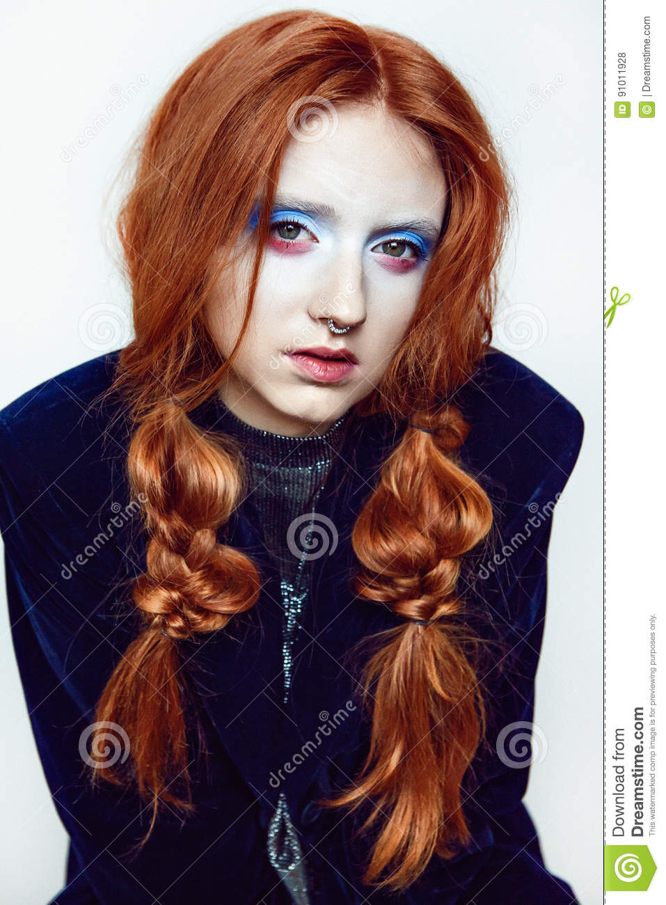 Makeup For Red Hair And Brown Eyes Ginger Hair Beauty Clownish Makeup Stock Photo Image Of Model