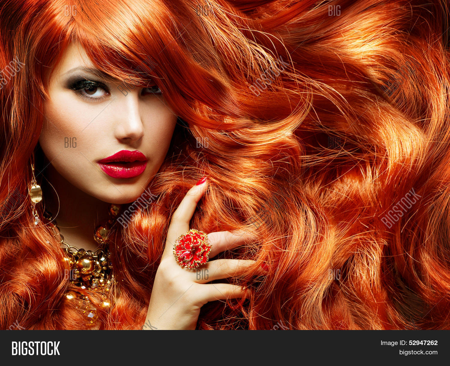 Makeup For Red Hair And Brown Eyes Long Curly Red Hair Image Photo Free Trial Bigstock