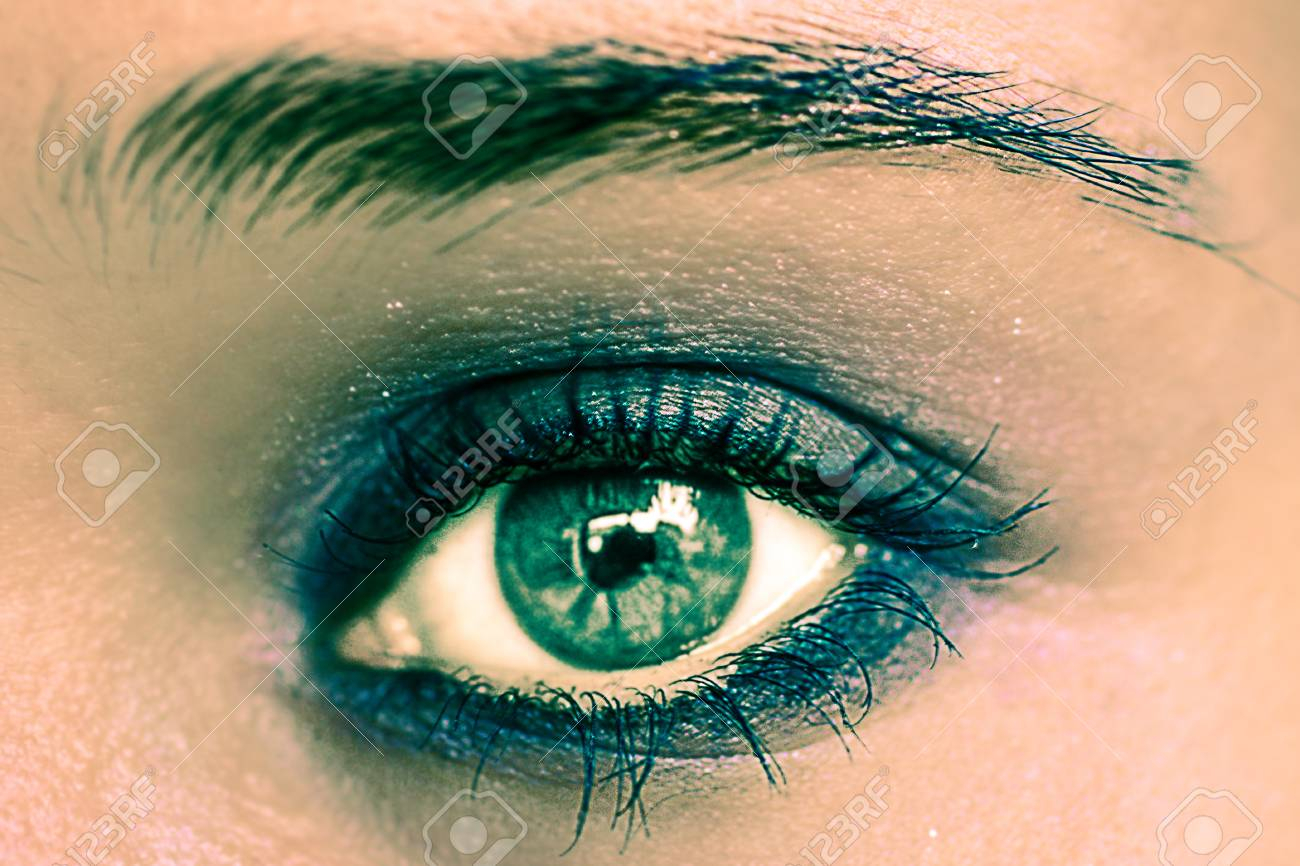 Makeup Green Eyes Green Eye Makeup Beautiful Eyes Make Up Macro Stock Photo Picture