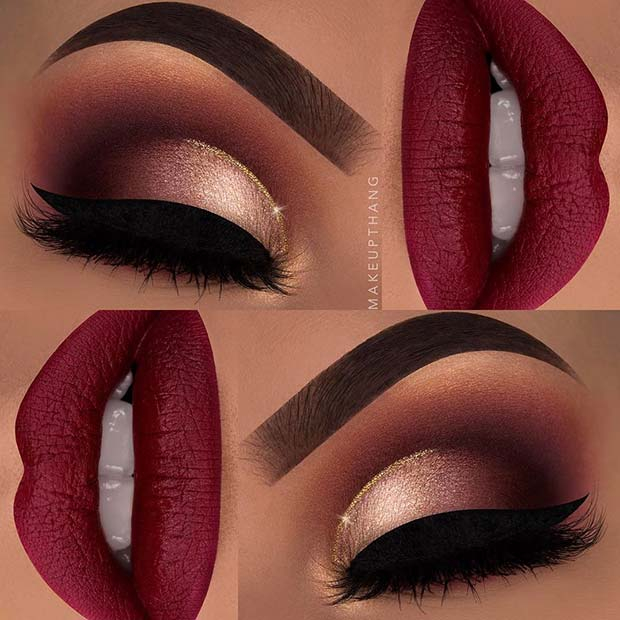 Maroon And Gold Eye Makeup 23 Glam Makeup Ideas For Christmas 2017 Stayglam