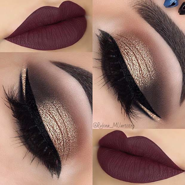 Maroon And Gold Eye Makeup 43 Christmas Makeup Ideas To Copy This Season Stayglam