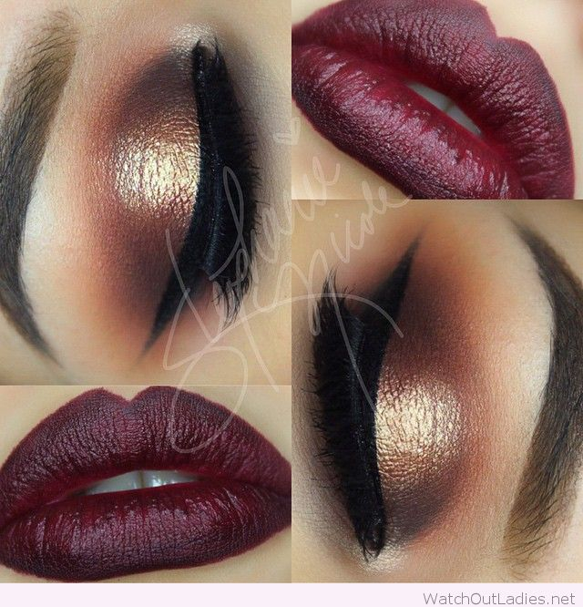 Maroon And Gold Eye Makeup Burgundy Lips And Gold Eye Makeup For Christmas Watch Out Ladies