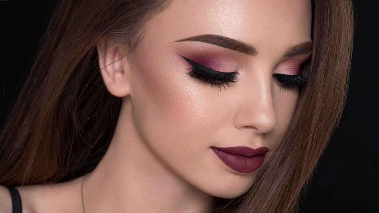 Maroon Eye Makeup Burgundy Smokey Eyes Bold Lips Makeup Tutorial Fall Makeup Youtube