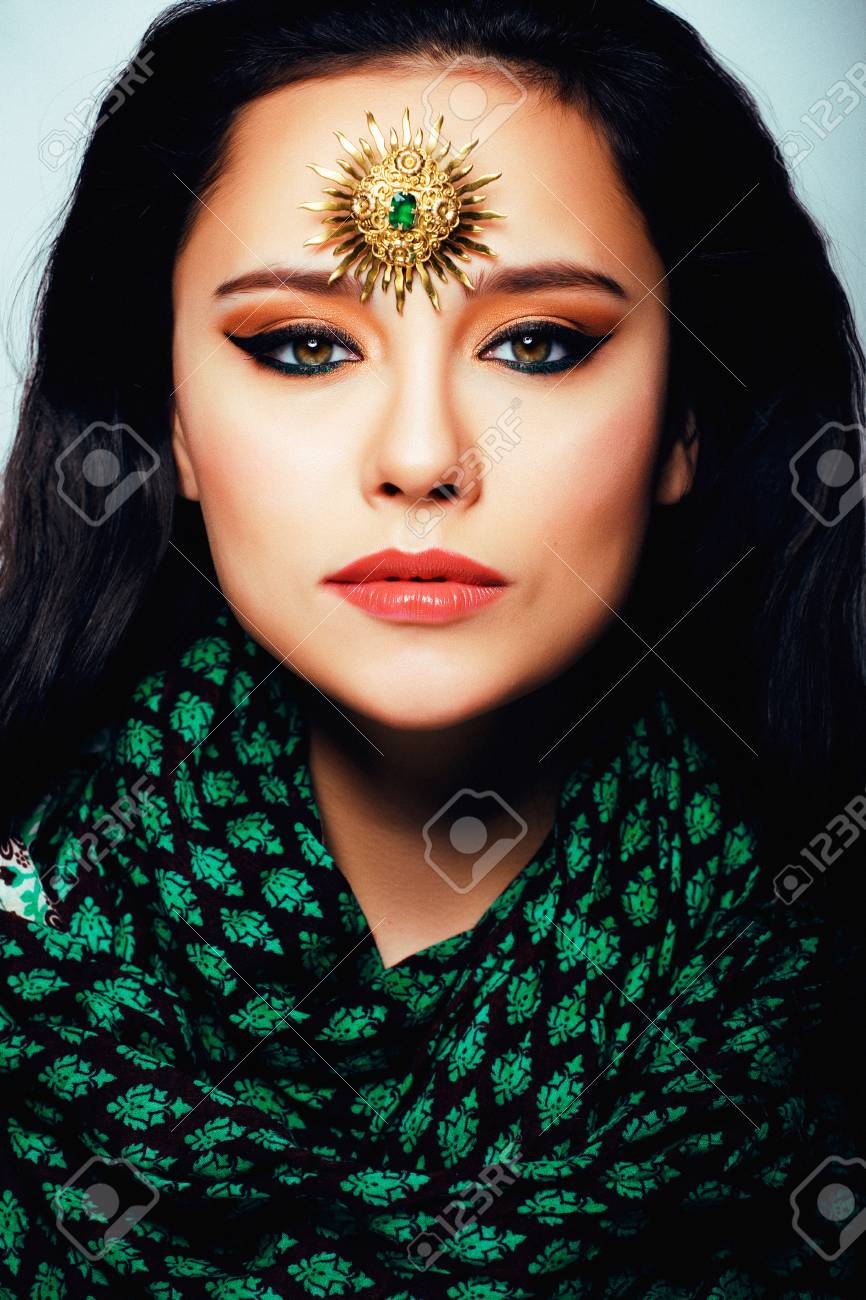 Muslim Eye Makeup Beauty Eastern Real Muslim Woman With Jewelry Close Up Bride