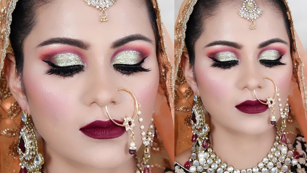 Muslim Eye Makeup Indian Muslim Bridal Makeup Tutorial In Hindi Green Gold Half Cut