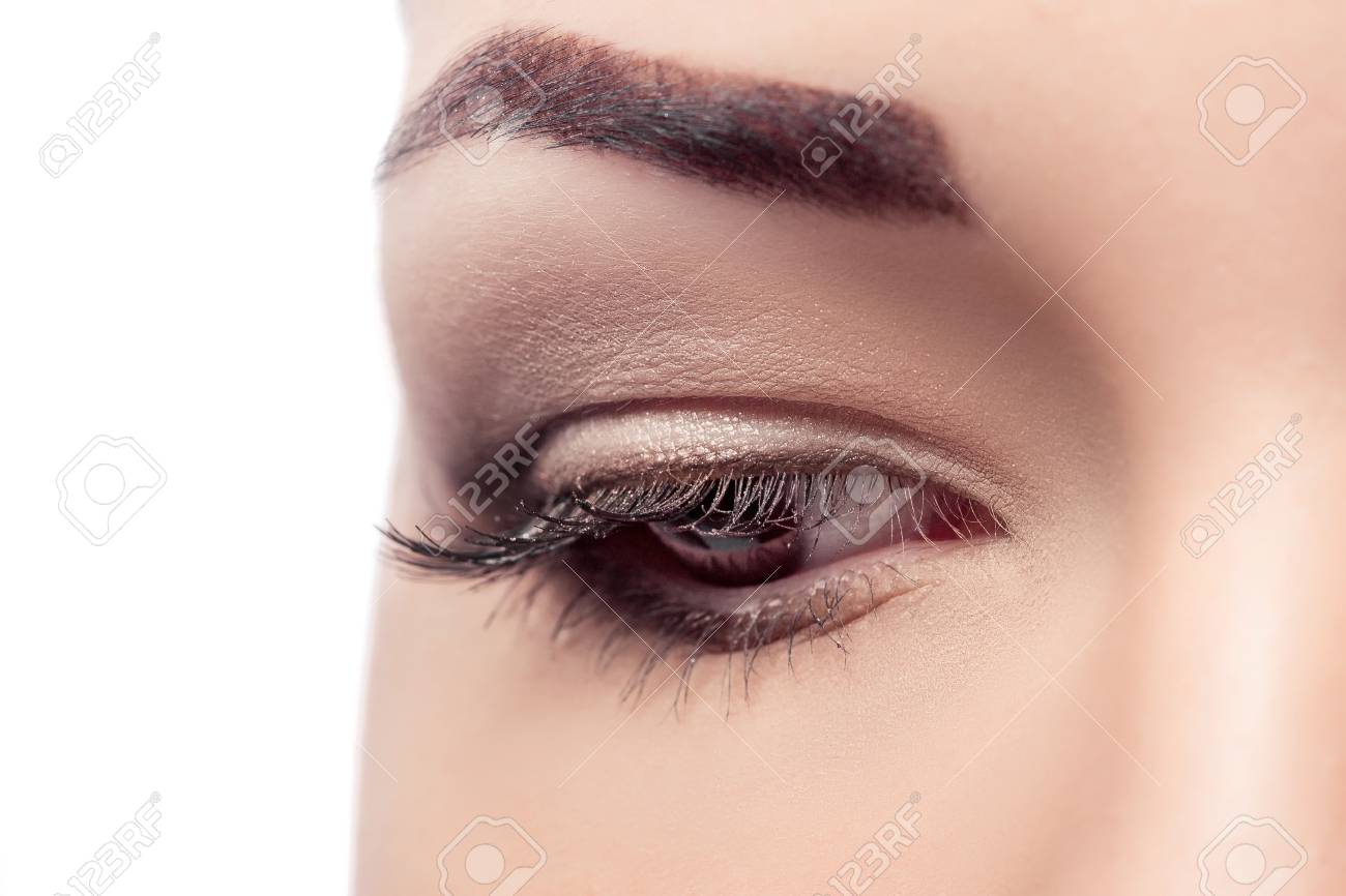 Natural Eye Makeup Brown Eyes Closeup Of Beautiful Woman Eye With Brown Makeup Natural Makeup