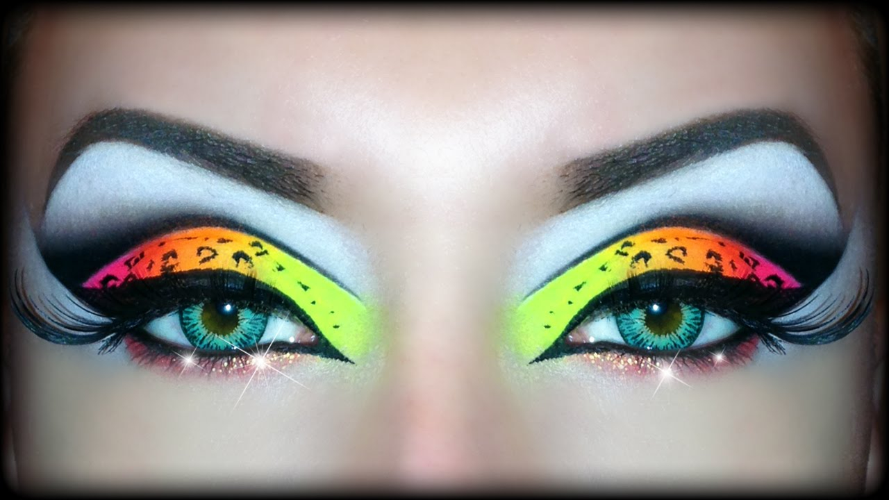 Neon Eye Makeup Neon Uv Leopard Print Makeup Tutorial Sexy Halloween Look Youtube