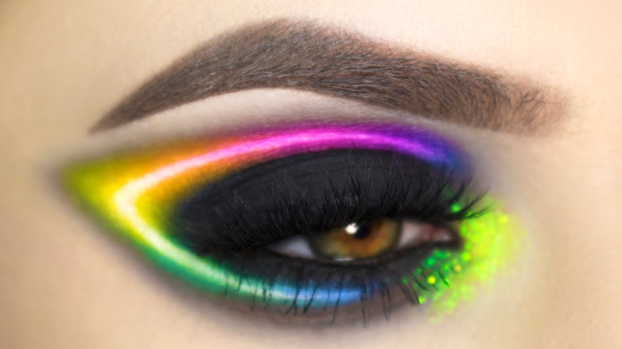 Neon Eye Makeup Rainbow Neon Eye Make Up Tutorial Youtube