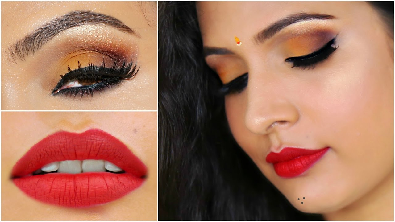 Night Party Eye Makeup Yellow Party Makeup Grwm Navrattri Indian Makeup