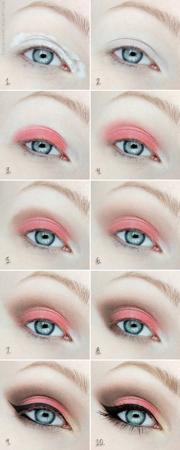 Pale Pink Eye Makeup Colorful Eyeshadow Tutorials For Blue Eyes Makeup Tutorials