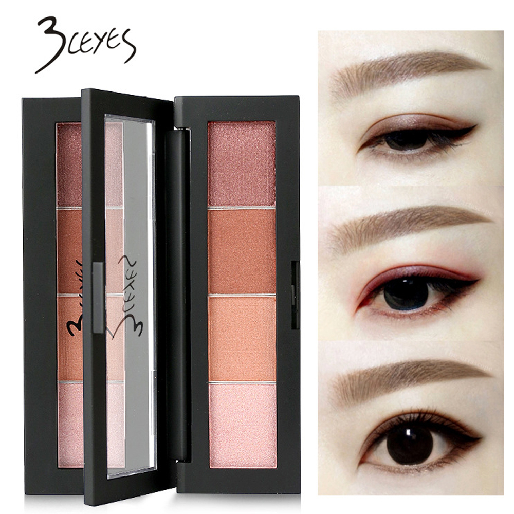 Peach Eye Makeup 3ceyes 4 Colors Smooth Shimmer Matte Eyeshadow Pigment Cosmetic