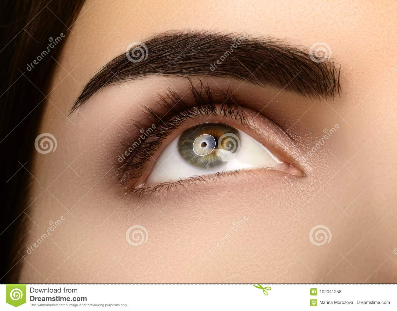 Perfect Eye Makeup Close Up Beauty Of Womans Eye Smoky Eyes Makeup With Brown