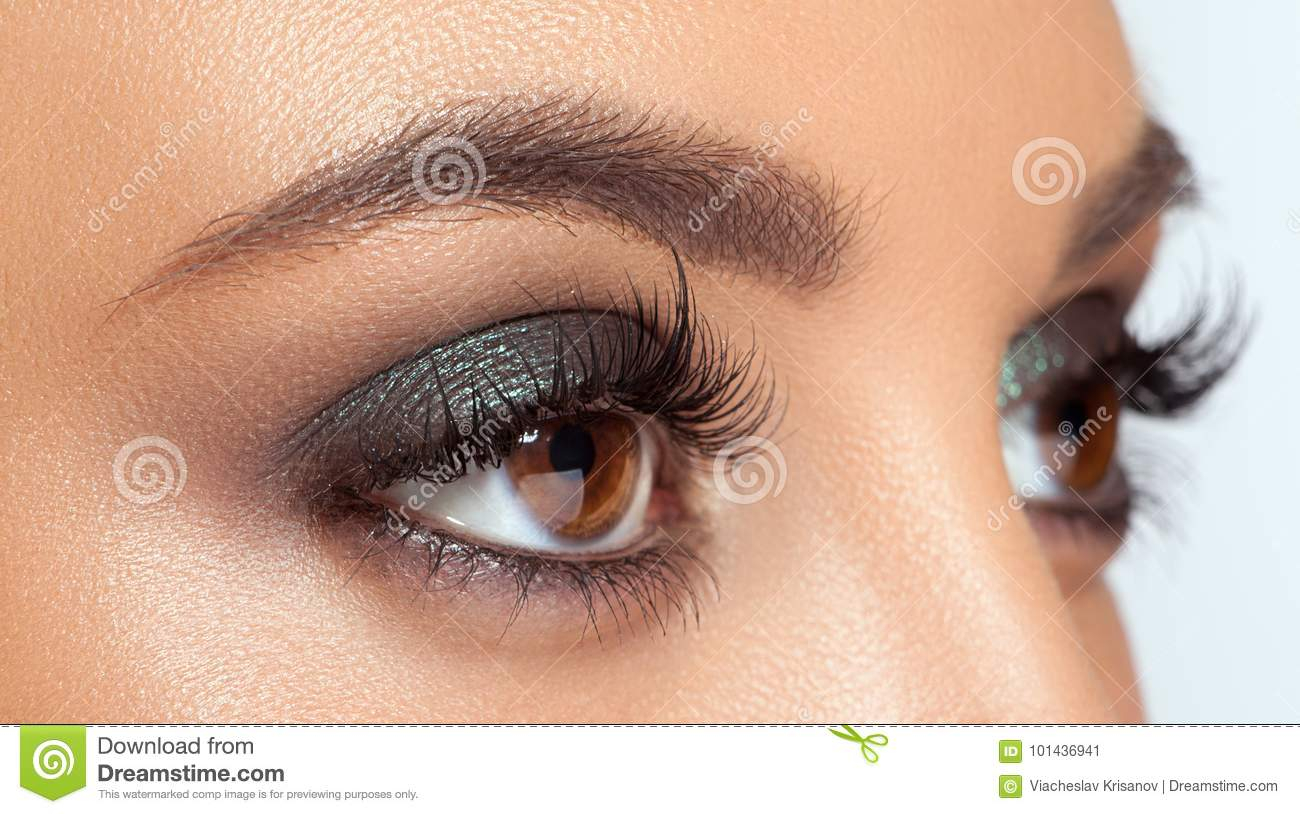 Perfect Makeup For Brown Eyes Brown Eye Makeup Stock Image Image Of Closeup Long 101436941